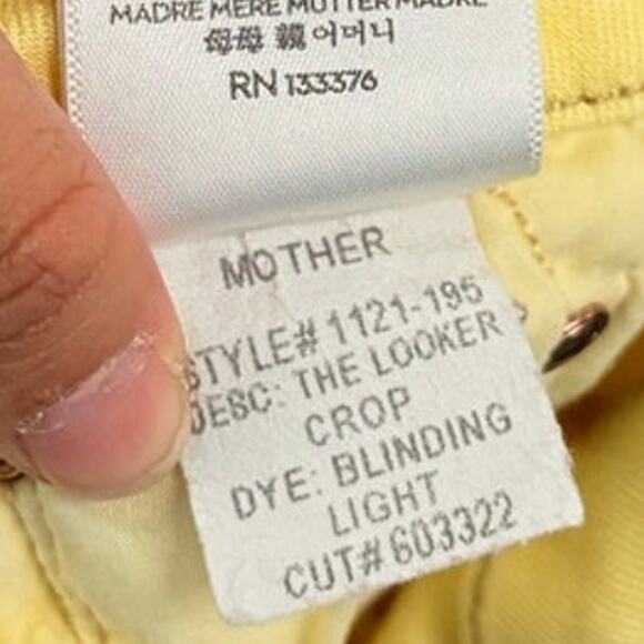 Mother The Looker Cropped Skinny in ‘Blinding Light’ Yellow Sz 26 - Picture 5 of 7